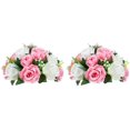 thumbnail image 2 of Nuptio 2/10 Pcs Fake Flower Ball Arrangement Bouquet, Artificial Flower, 15 Heads Plastic Roses with Base, Wedding Centerpiece Flower Rack for Parties Valentine's Day Home Décor, 2 of 7