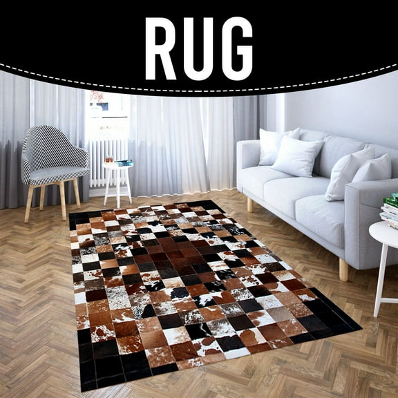 Premium Handmade Natural Cowhide Rug Genuine Cow Skin Home DÃ©cor Area Rug -KPR 16