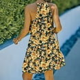 thumbnail image 4 of SMihono Robe d'Été pour Femmes Grande Taille Col Rond Décontracté Sans Manches Imprimé Fluide Boho Plage Mini Robe, 4 of 6