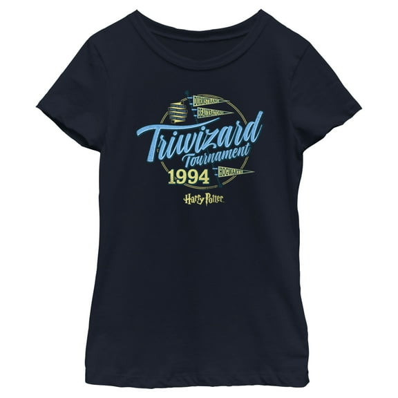 Girl's Harry Potter Triwizard Tournament Flag Graphic Tee Navy Blue X Large