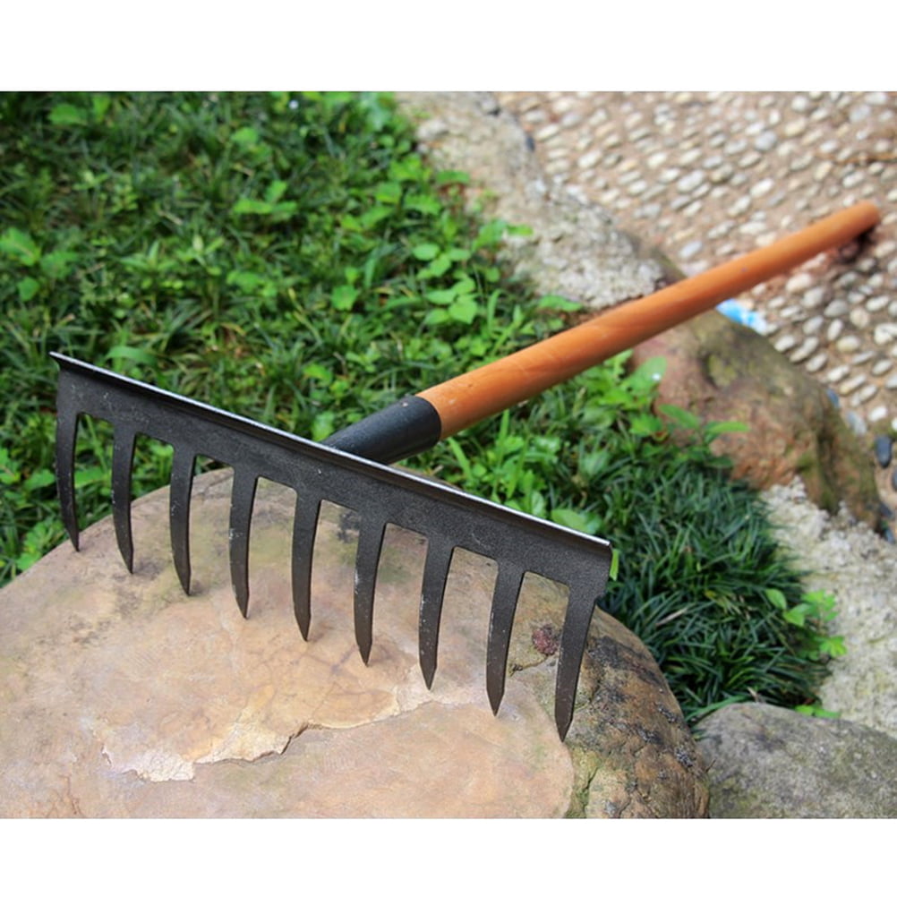 9-Teeth Leaf Rake Steel Rakes Practical Rakes Accessories Garden Cleaning Tools 
