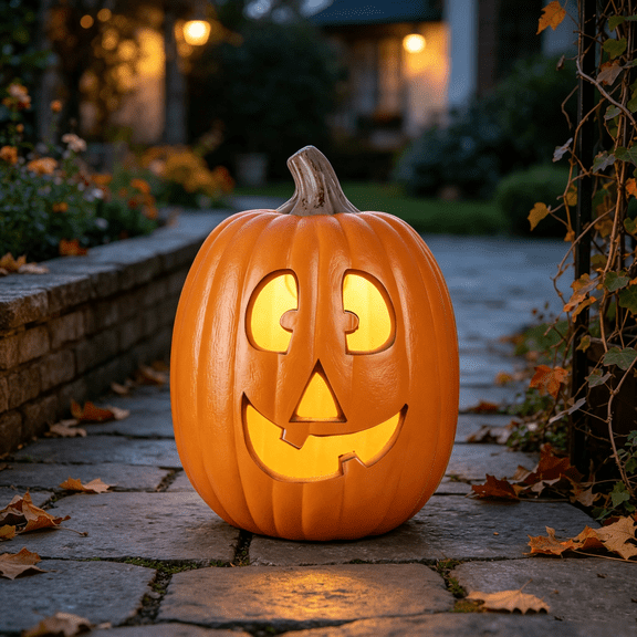 StarQualityBargain 12inch Light Up Jack O Lantern, Pre-Lit Halloween Pumpkin Decoration for Indoor Outdoor Porch Yard and Party