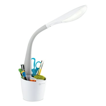 OttLite LED Desk Space Organizer, White and Gray, ABS Plastic