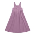 thumbnail image 6 of Qiopertar Women's Casual Solid Color Sleeveless Strap Dress Round Neck Jumper Dress Spring Summer Beach Vacation Comfy Relaxed Fashion, Purple M, 6 of 7