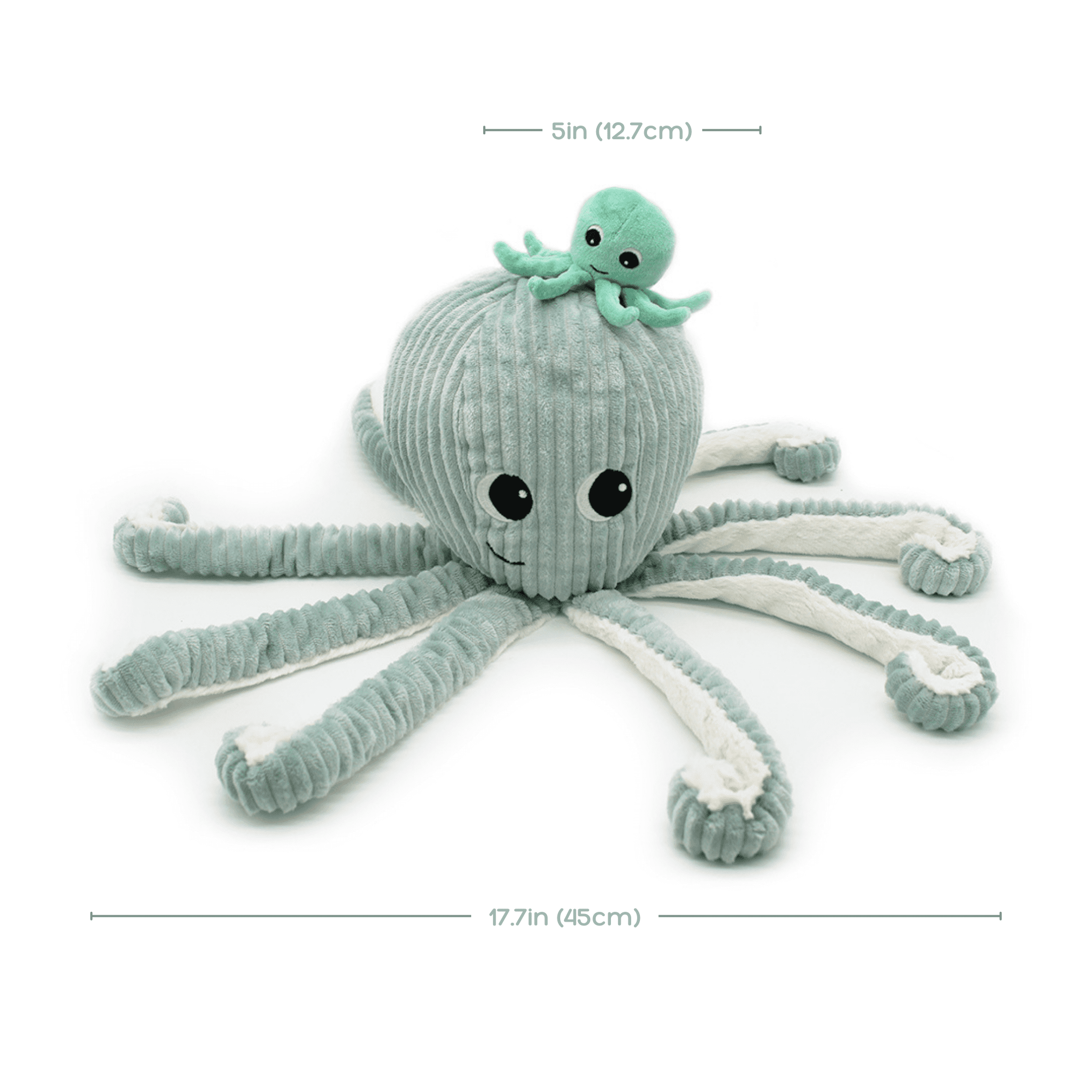 Les Ptipotos Octopus Mom & Baby Plush Stuffed Animal Set & Eco-Friendly Toy in Mint Green
