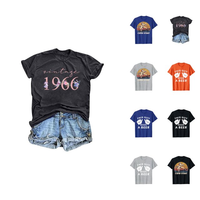 T-shirts pour Femmes avec Cascades de Cupidon 2026 Été Décontracté Manches Courtes Col Rond Drôle Sarcastique Offensant Humour T-Shirts Graphiques Embarrassants