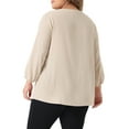 thumbnail image 3 of GRACE & GRANDEUR Women's Plus Size Round Neck Tie Front Ruffle Chiffon Work Blouses 4X Apricot, 3 of 6