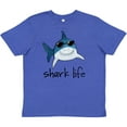 thumbnail image 3 of Inktastic Shark Life Fun Shark with Sunglasses Youth T-Shirt, 3 of 5
