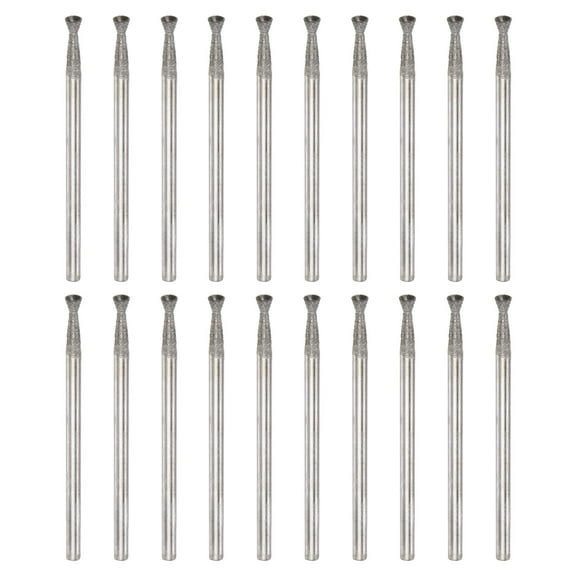 Uxcell 20pcs Diamond Grinding Head 2.5mm Dia 3/32" Shank Carving Bits Spherical Head Rotary Tool