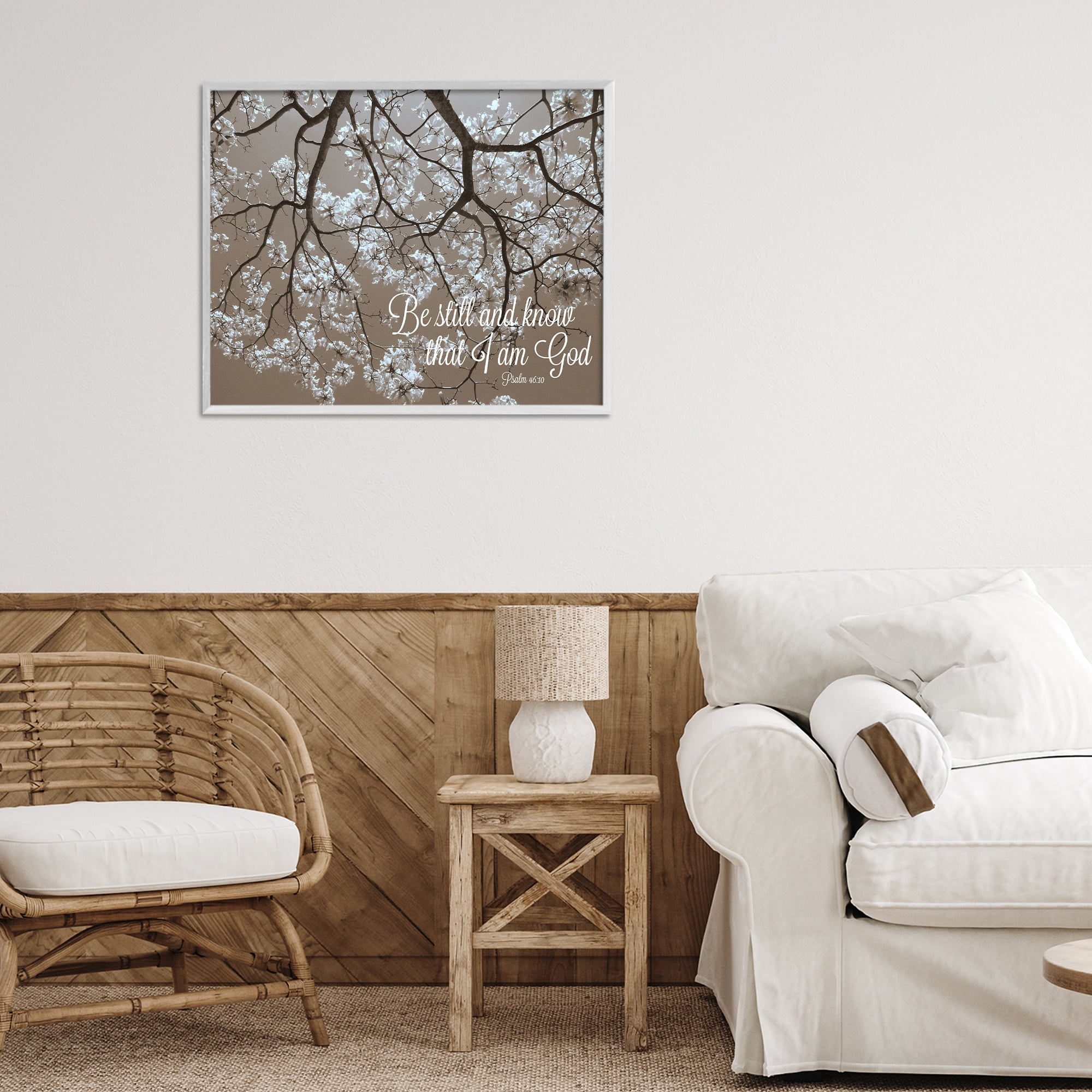Stupell Industries Be Still Apple Blossoms White Framed Giclee Art, design by Gail Peck