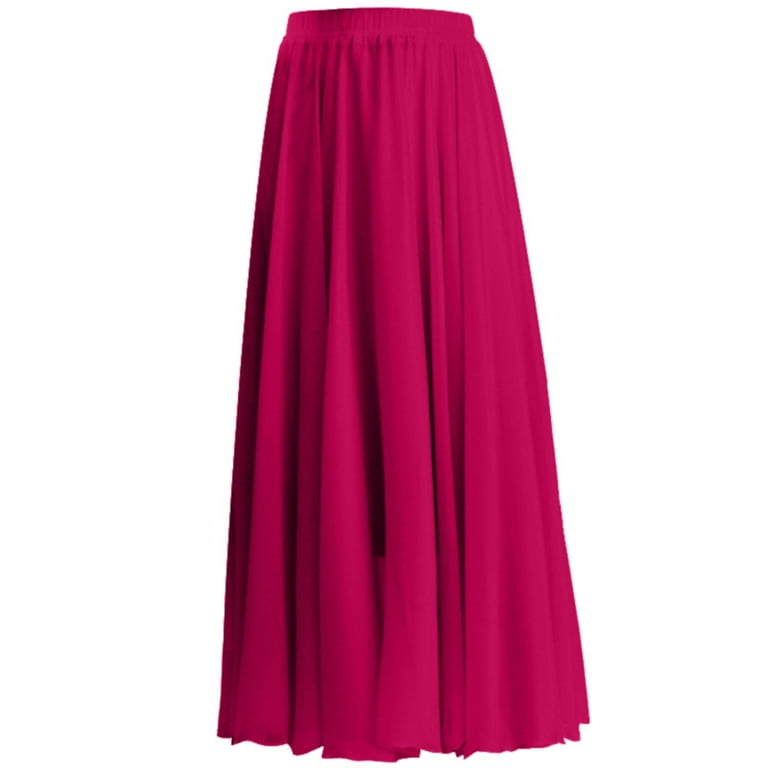 ZHAGHMIN Chiffon Pleated Skirt Summer Women'S Solid Color ZHAGHMIN Chiffon Pleated Skirt Summer Women'S Solid Color