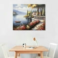 thumbnail image 2 of PRATYUS Fall Decor Town Oil Painting Coast Flowers Ready to Hang Canvas Wall Art Picture 20x16in, 2 of 3