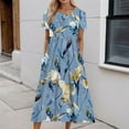 thumbnail image 2 of Youmylove Maxi Dresses for Women Summer Dress Crew Neck 2025 Short Sleeve Vintage Floral Print Sundress Loose Casual Boho Dress Trendy Easter Dresses, 2 of 4