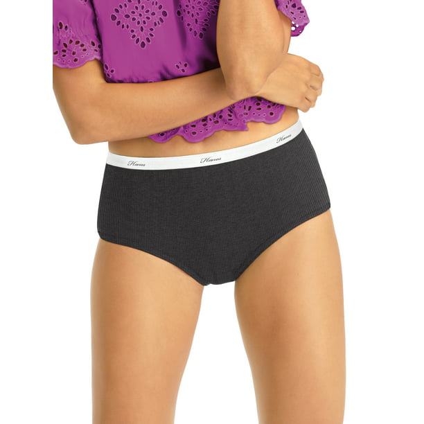 Hanes Women's Ribbed Cotton Brief Underwear, 6-Pack - Walmart.com