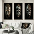thumbnail image 1 of Designart "Traditional African Mask Ethnically Crafted IX" African Tribal Framed Wall Art Set Of 3 - Black African Tribal Frame Gallery Wall Set For Home Decor, 1 of 6