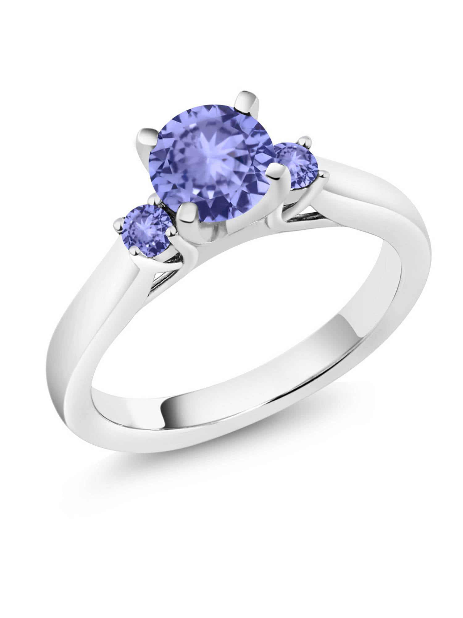 2.5Ct Cushion Cut Blue Tanzanite Solitaire Engagement Ring 14K White Gold Finish 