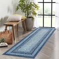 thumbnail image 2 of Braided Print Washable Non-Slip Hallway Runners Entryway Rug - 2x6, Ultra-Thin Farmhouse Kitchen Mat, Bedroom Bedside Laundry Distressed Non-Shedding Accent Carpet - Blue, 2 of 7