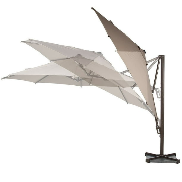Abba Patio 11 Ft Round Easy Open Offset Outdoor Umbrella With Square Parasol And Cross Base Infinite Tilt Tan Walmart Com Walmart Com