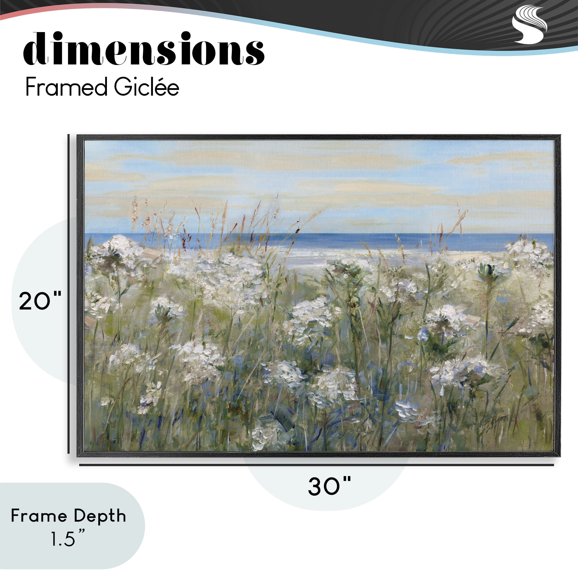 Stupell Industries Impressionist Seaside Meadow Black Framed Giclee Art, design by Sally Swatland