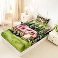 thumbnail image 4 of Castle Fairy Leopard Print Camper Twin Sheet Sets 3pcs for Kids, Forest Art Bedding for Bedroom, Pink Green, 4 of 6