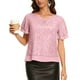 thumbnail image 1 of Craaazy Women's Sparkle Short Sleeve Top with Scallop Hem and Round Neck Gifts, 1 of 9