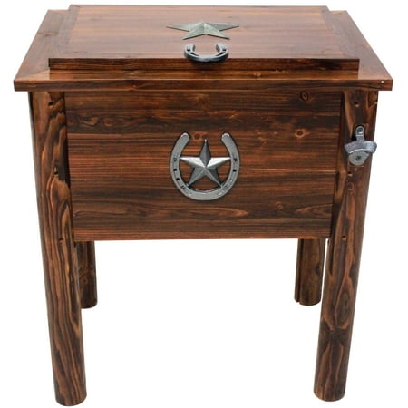 Leigh Country 54 Qt Char-log Wood Outdoor Patio Cooler, Brown