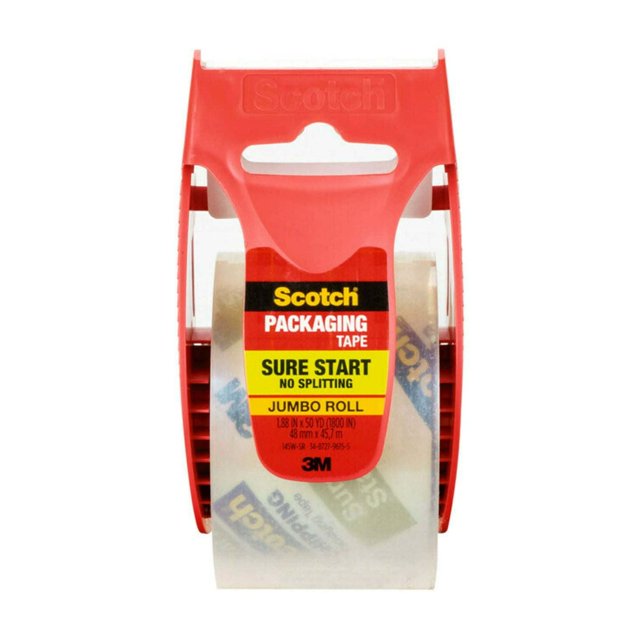 Cinta de embalaje Scotch Sure Start, transparente, 1,88" x 50 yardas, 1 en total