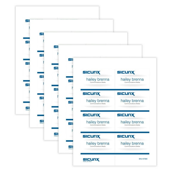 SICURIX Printable Badge Inserts, 3-1/2" x 2-1/4", 56 Per Pack, 5 Packs