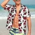 thumbnail image 4 of Uemuo Rose Flowers Printed Regular Fit Short Sleeve Casual Hawaiian Shirt for Men,Aloha shirt,Tropical shirt,Floral print shirt,Vacation Beach shirt-, 4 of 9