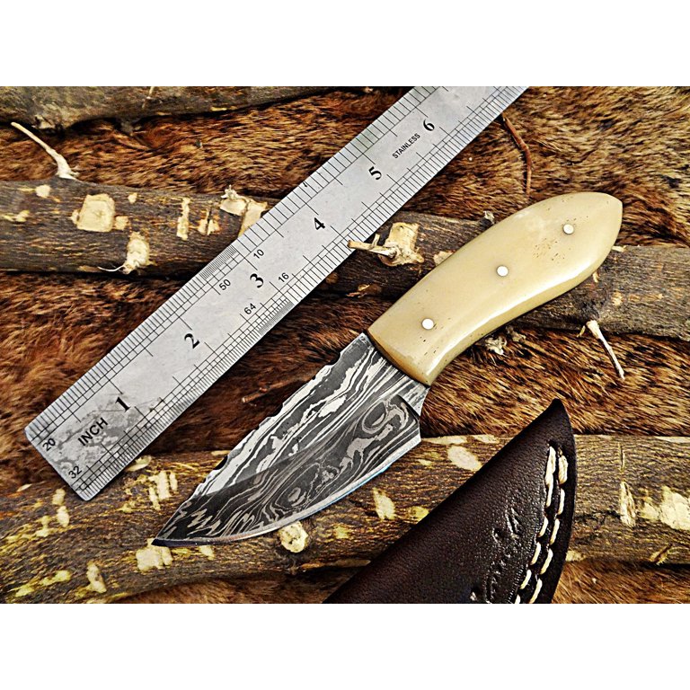 Bone Hunting Knife - Hand Crafted High Carbon Damascus Steel