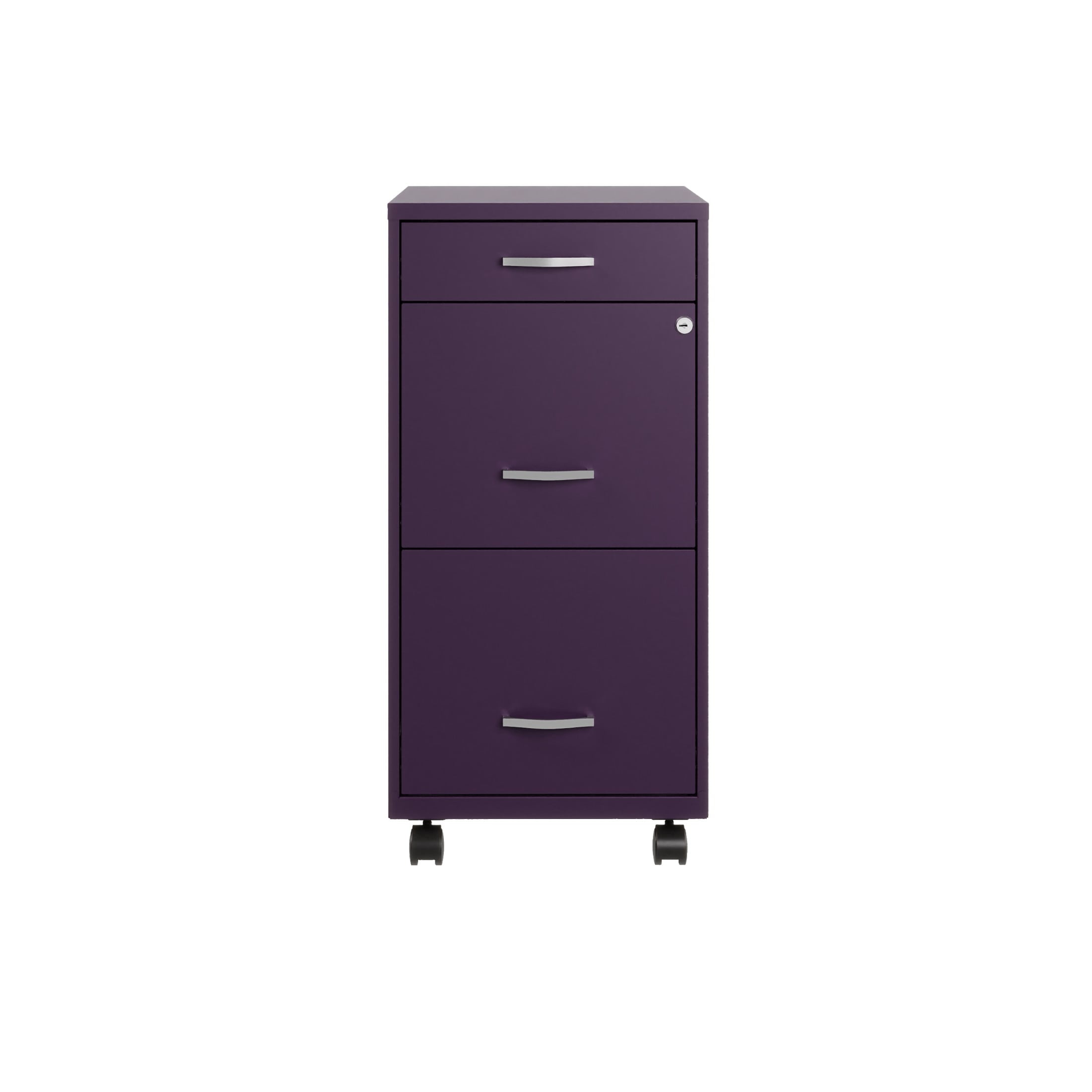 Space Solutions 18" Deep 3 Drawer Mobile Letter Width Vertical File Cabinet, Midnight Purple