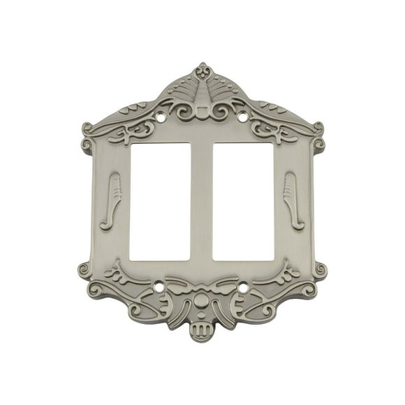 Nostalgic Warehouse 720014 Victorian Switch Plate with Double Rocker, Satin Nickel