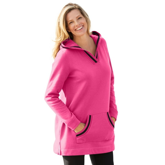 Woman Within Plus Size V-Neck Hoodie Sweatshirt