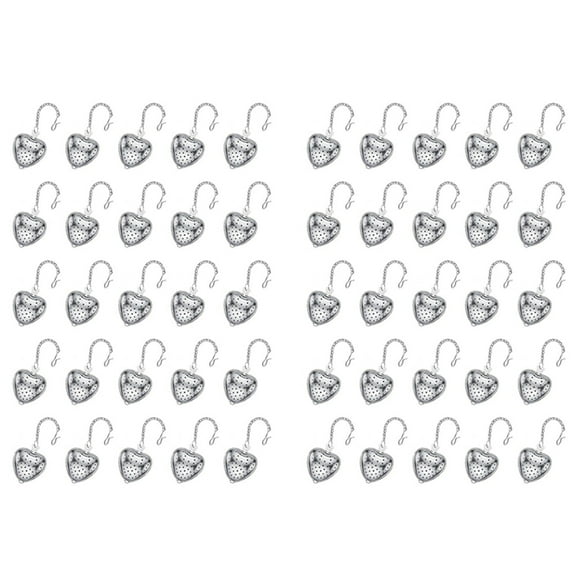 50Pcs Tea Strainer Stainless Steel Tea Ball Infuser Loose,Extended Chain Hook for Seasonings Cup Bottle Favors