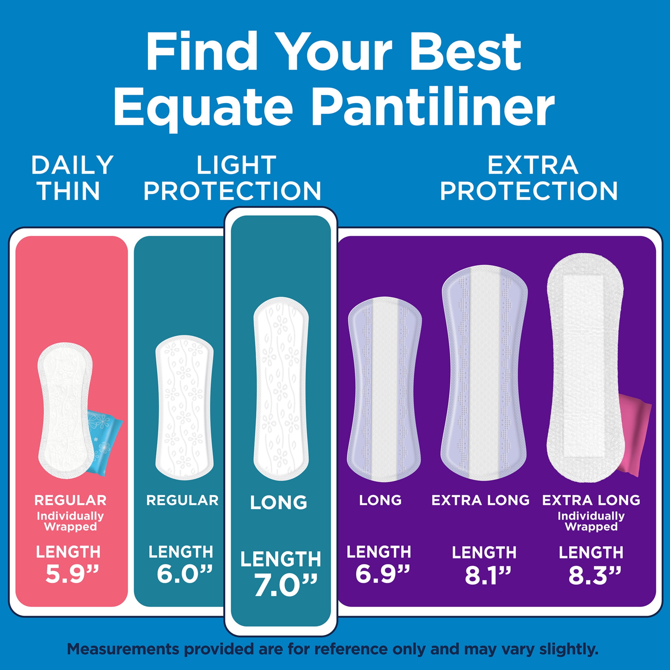 Equate Light Protection Everyday Panty Liners, Long Length, 96 Count