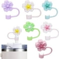 thumbnail image 6 of Silicone Straw Cover for 0.4 Inch Diameter Straws, Splash-Proof Reusable Water Bottle Topper with Cute Flower Design, 6 of 9