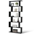 thumbnail image 1 of Gymax 6 Tier S-Shaped Bookcase Z-Shelf Style Storage Display Modern Bookshelf Black, 1 of 10