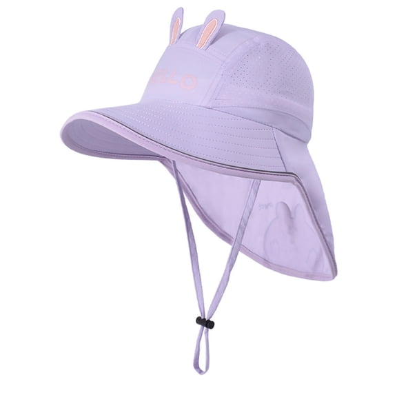 HNMKIU Kids Sun Hat With Neck Wide Brim Outdoor Summer Adjustable Tie Cap For Boys Girls Age 3 10 Purple,3-10 Years