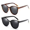 thumbnail image 1 of Gafas de Sol Dollger Polarizadas Grandes Ojos de Gato Negro + Carey, 1 of 6