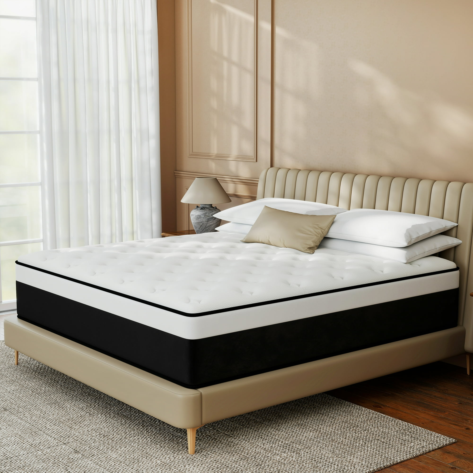 12 Inch Twin Medium Firm Hybrid Mattress - High Density Memory Foam & Pocketed Springs for Motion Isolation, Hypoallergenic Bed in a Box Adult