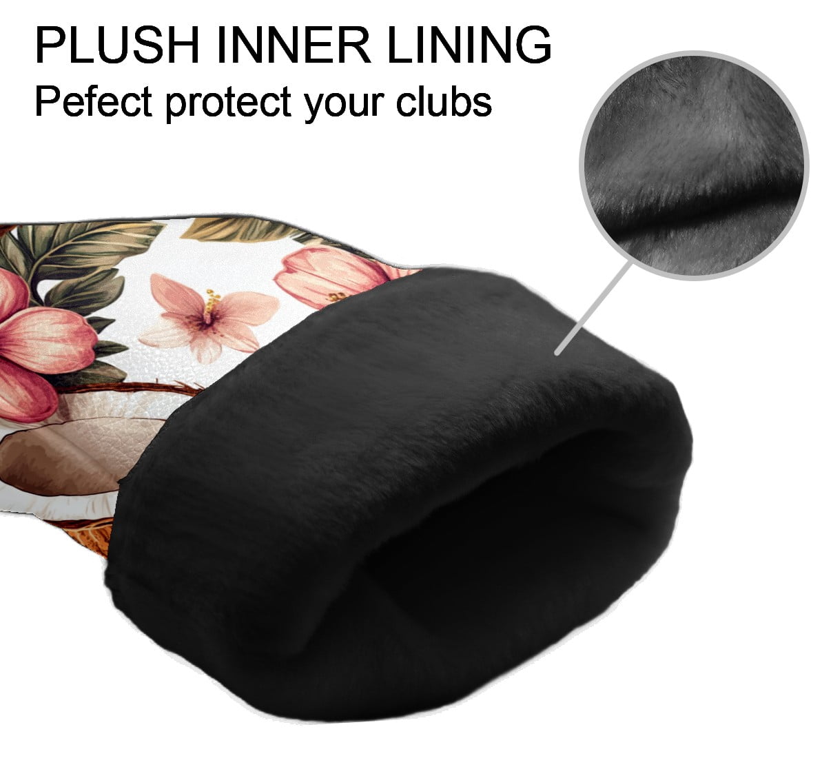 Golf Club Covers PU Leather Waterproof Head Covers for Fairway Woods Hybrids Coconut Flowers