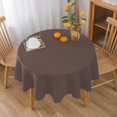 thumbnail image 1 of NLMUVW Round Brown Linen Tablecloth, Chocolate Table Cloth Textured Farmhouse Decorative Dining Table Cover for Cafe Kitchen Party, 48 Inch, 1 of 13