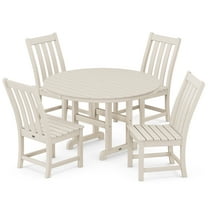 POLYWOOD Vineyard 5-Piece Round Side Chair Dining Set in Sand