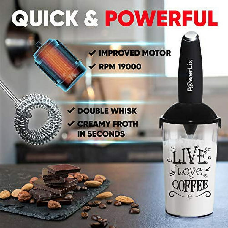 PowerLix Handheld Electric Milk Frother with Stainless Steel