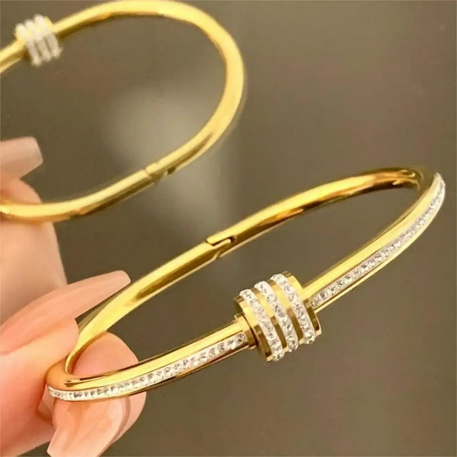 HLONK Design Gold Color Waterproof Stainless Steel Luxury Brand Bangles for Women Gift
