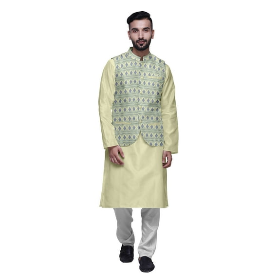 Atasi Indian Traditional Kurta Churidar Pajama Set With Nehru Jacket For Men