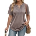 thumbnail image 3 of Fantaslook Lace Plus Size Tops for Women V Neck Short Sleeve Blouses Summer Tunic Shirts, 3 of 12