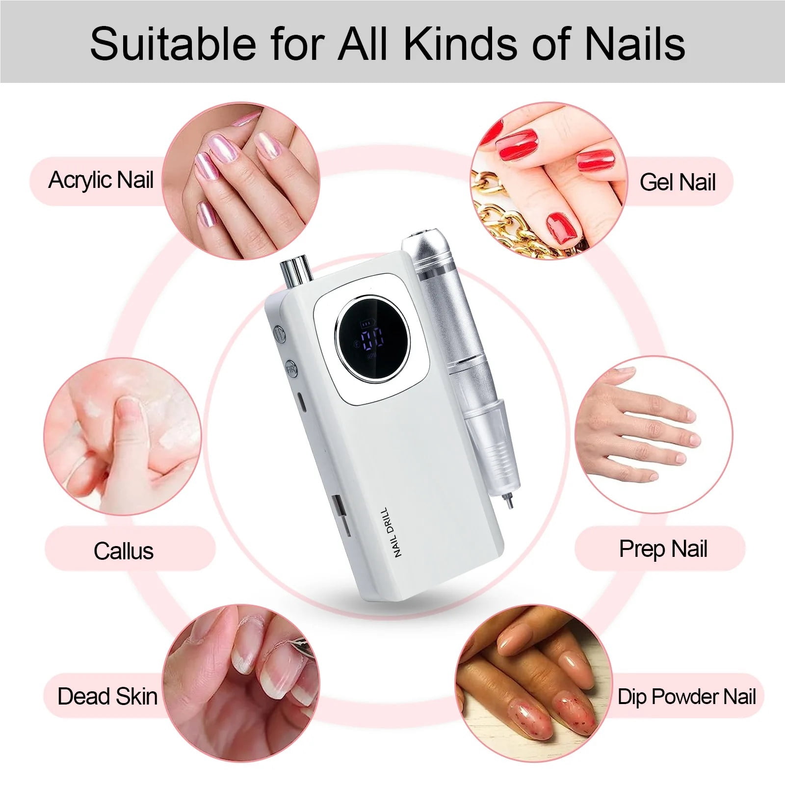 V4 Professional 45000 RPM Rechargeable Portable Electric Nail File And Drill For Manicure Gel Nail Removal