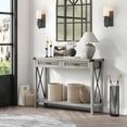 thumbnail image 3 of Farmhouse Entryway Table, Grey Console Table with Rattan Drawers, 43" Sofa Table with Storage, Console Tables for Entryway, Living Room, Hallway, 3 of 8