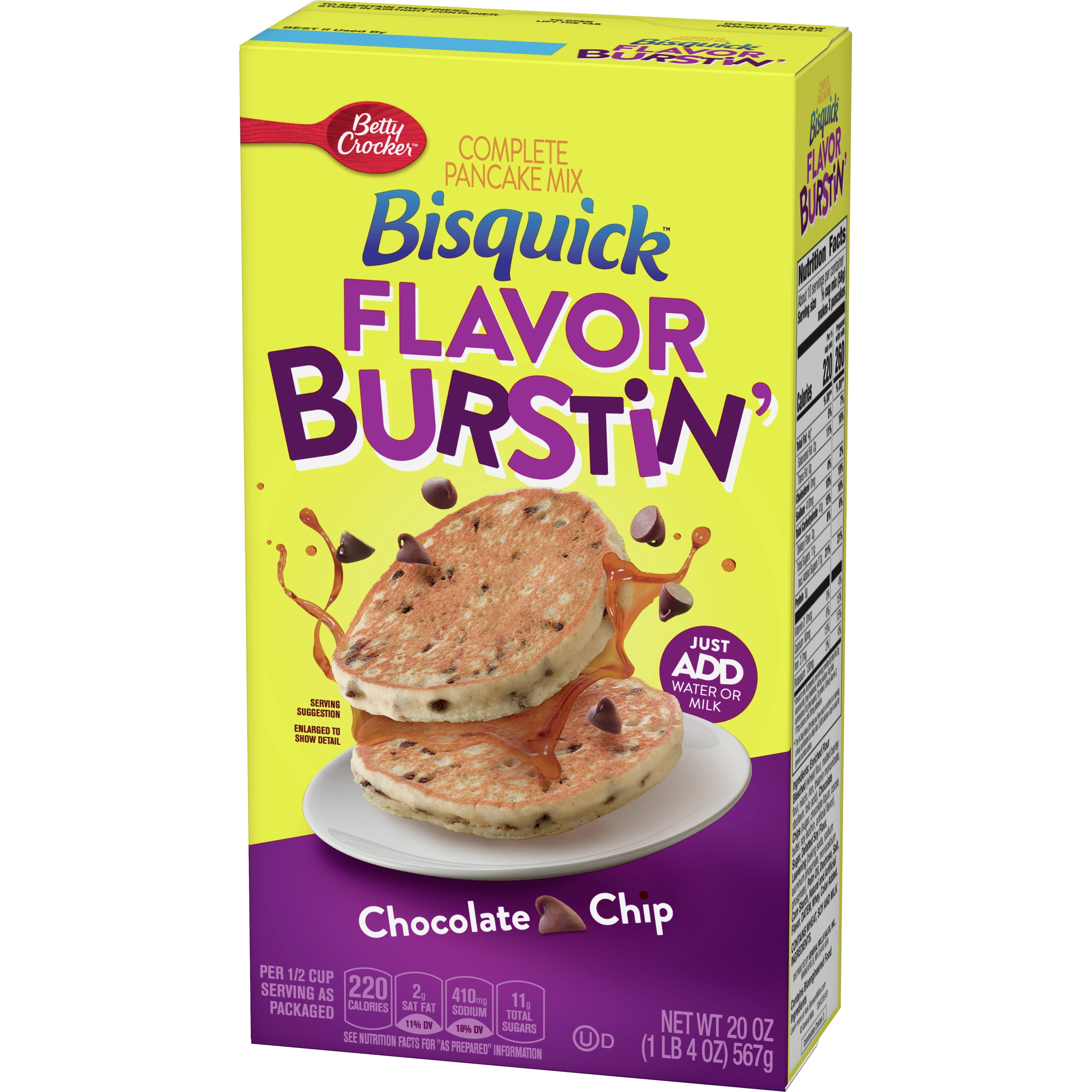 Betty Crocker Bisquick Flavor Burstin' Chocolate Chip Pancake Mix, 20 oz.